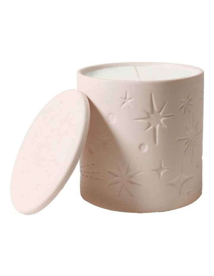 Celestial Debossed Candle With Lid in Pink