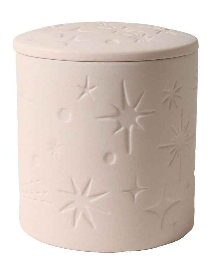 Celestial Debossed Candle With Lid in Pink