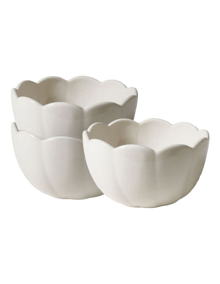 French Bazaar Condiment Bowls Set Of 3 in White