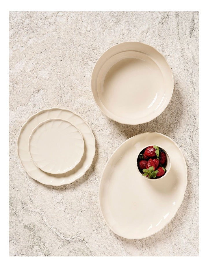 French Bazaar Dinner Plate in White