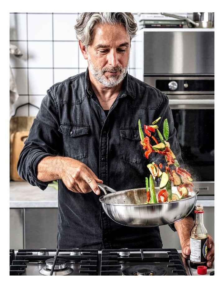 Triply Stainless Steel Covered Wok 28cm in SIlver