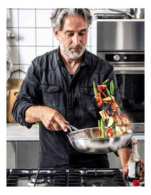 Triply Stainless Steel Covered Wok 28cm in SIlver