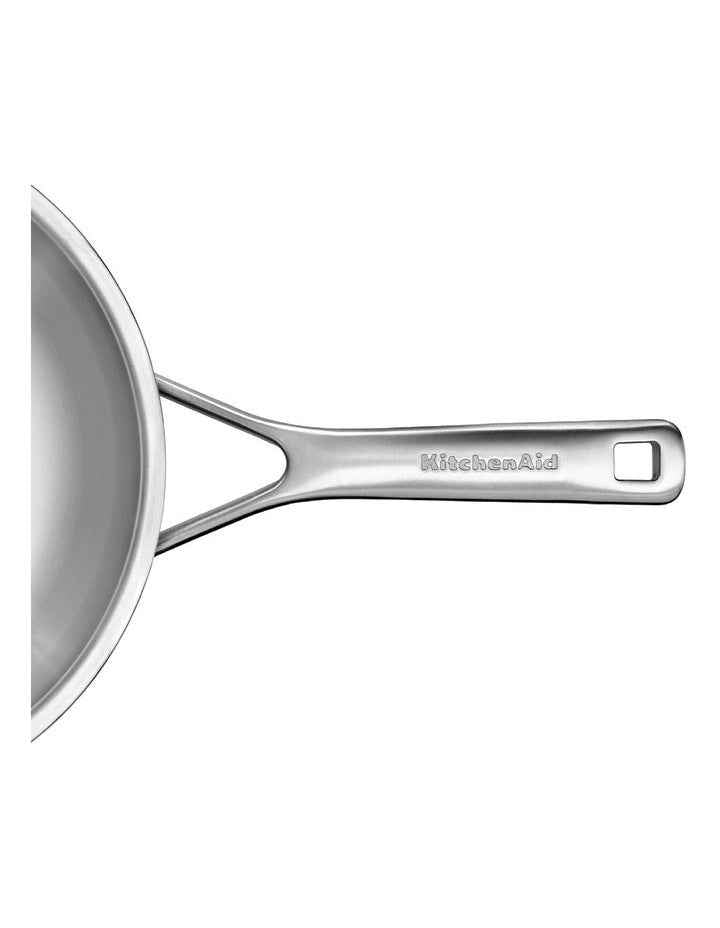 Triply Stainless Steel Covered Wok 28cm in SIlver