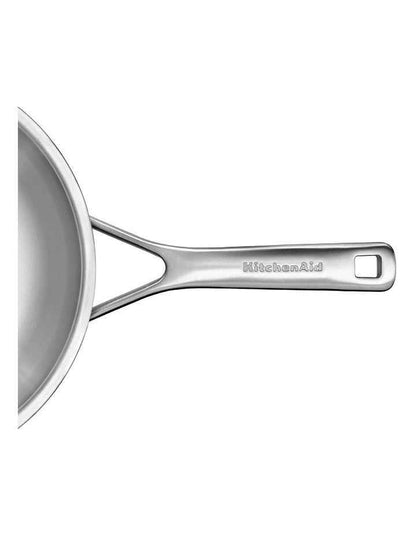 Triply Stainless Steel Covered Wok 28cm in SIlver