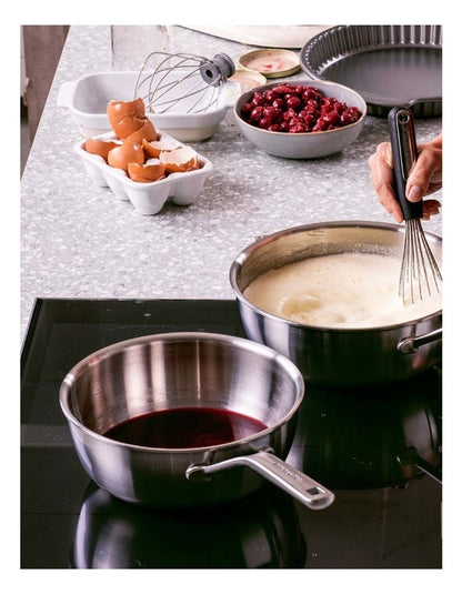 Triply Stainless Steel Open Conical Chef's Pan 20cm/2.36L in Silver