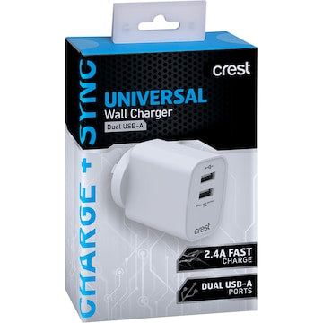 Crest Universal Wall Charger Dual USB-A each