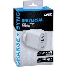 Crest Universal Wall Charger Dual USB-A each