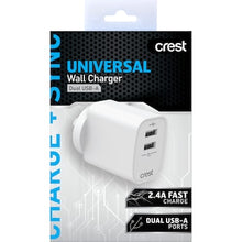 Crest Universal Wall Charger Dual USB-A each