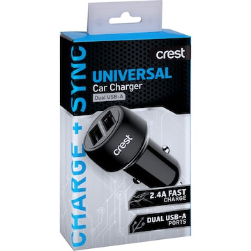 Crest Universal Car Charger Dual USB-A each