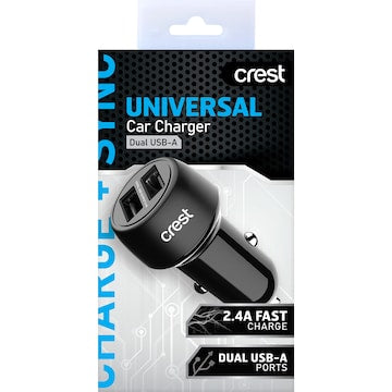 Crest Universal Car Charger Dual USB-A each