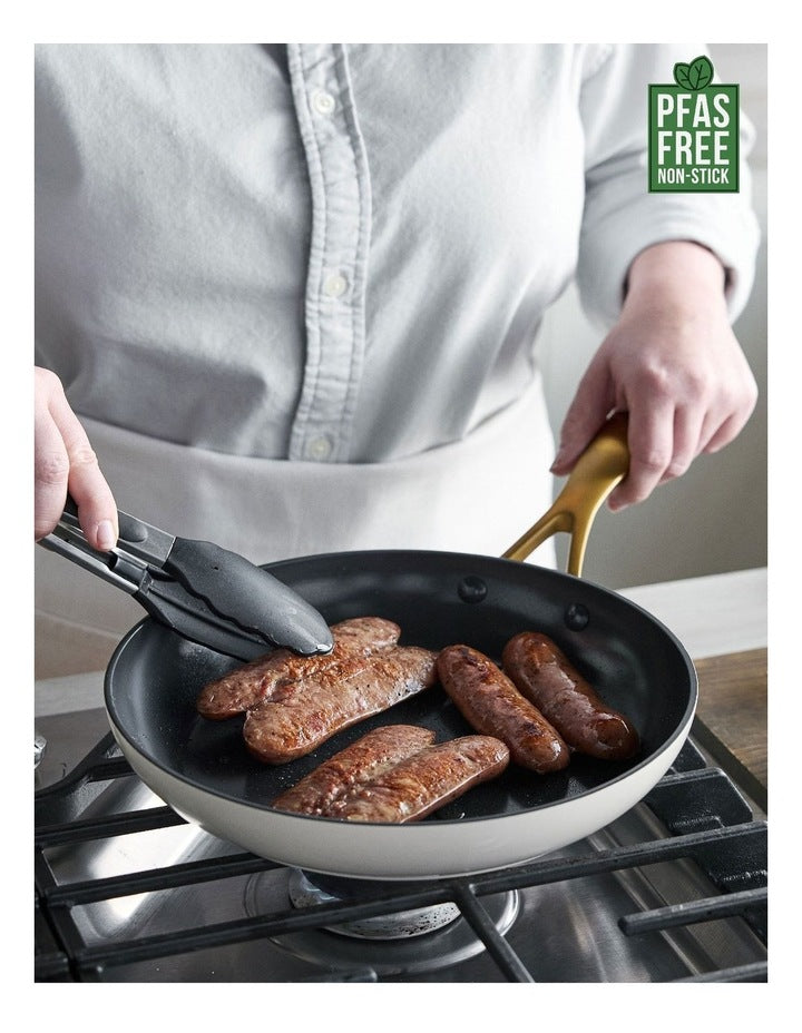 Jewel 20/24/28cm 3pc Frypan Set PFAS-free ceramic non-stick in Dove Grey, Cream White and Taupe