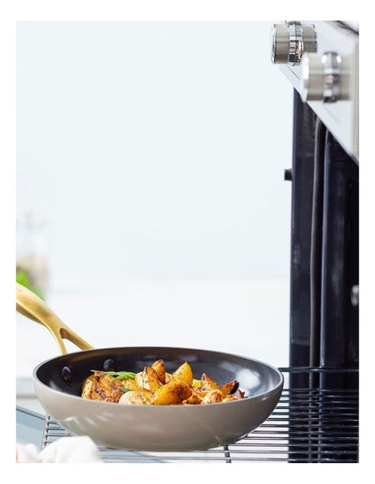 Jewel 20/24/28cm 3pc Frypan Set PFAS-free ceramic non-stick in Dove Grey, Cream White and Taupe