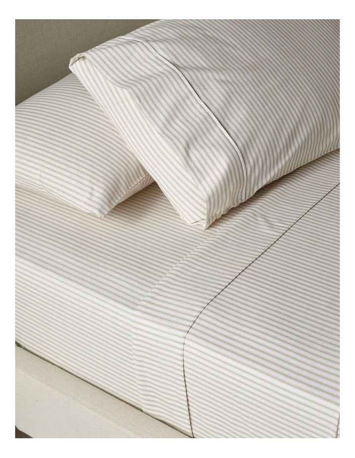 Printed Cotton Sheet Set in Natural Stripe