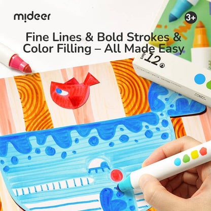 Mideer Large Fine Tip Washable Marker 12 Colours Stationary Art and craft for kids 3yrs+