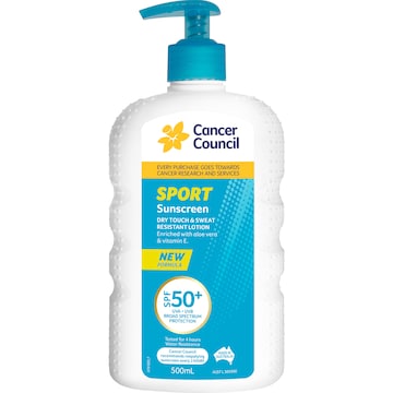 Cancer Council SPF 50+ Sport Dry Touch & Sweat Resistant Sunscreen 500mL