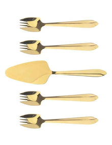 Mirror Cake Server And Splayd Set of 5 in Gold