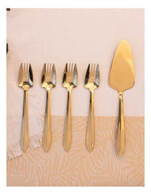 Mirror Cake Server And Splayd Set of 5 in Gold