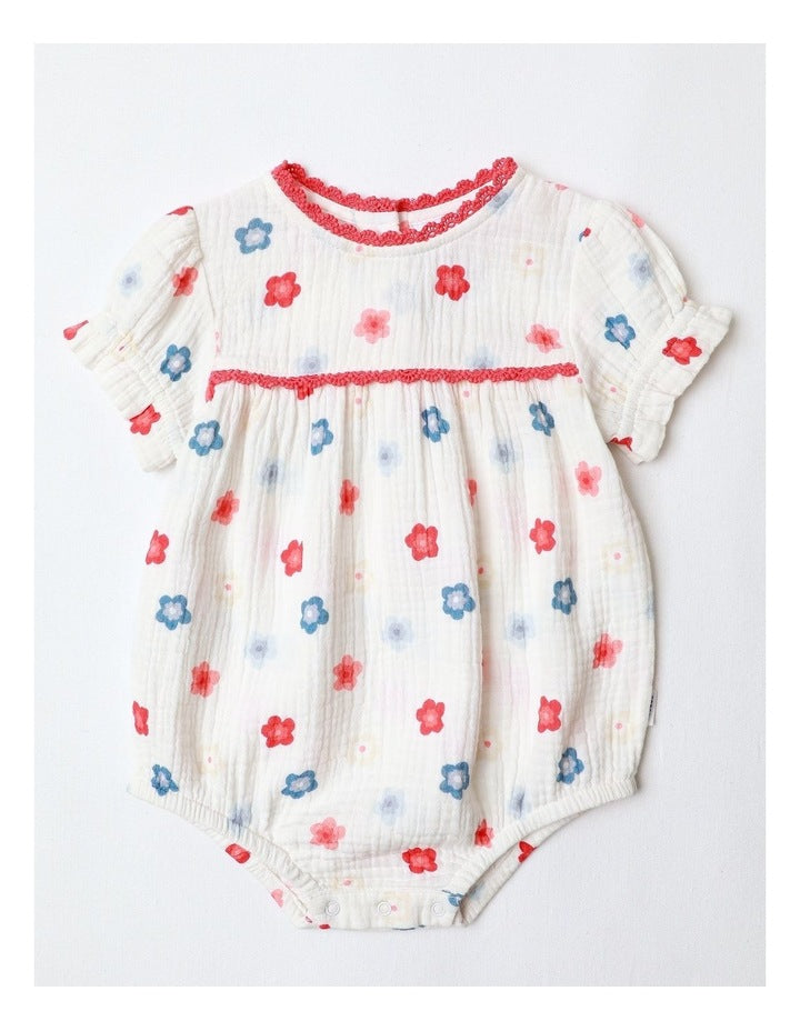 Airy Floral Bodysuit in White