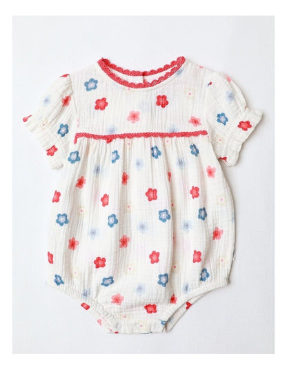 Airy Floral Bodysuit in White