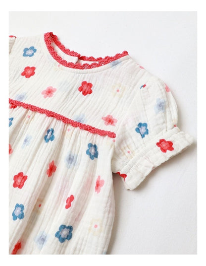 Airy Floral Bodysuit in White