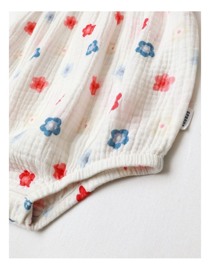 Airy Floral Bodysuit in White