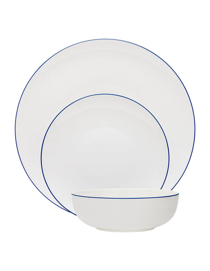 Coast 12 Piece Fine Bone China Dinner Set White and Blue