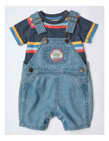 Fitzy Denim Overall And Stripe Tee Set in Multi