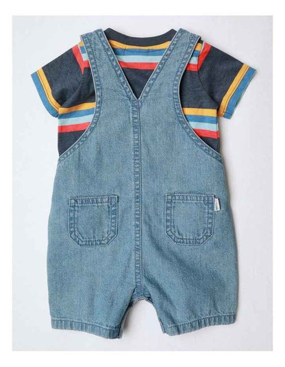 Fitzy Denim Overall And Stripe Tee Set in Multi