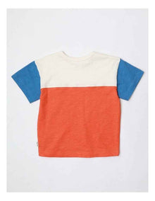 Spencer Short Sleeve Spliced Tee With Sunshine Club Patched in Multicoloured