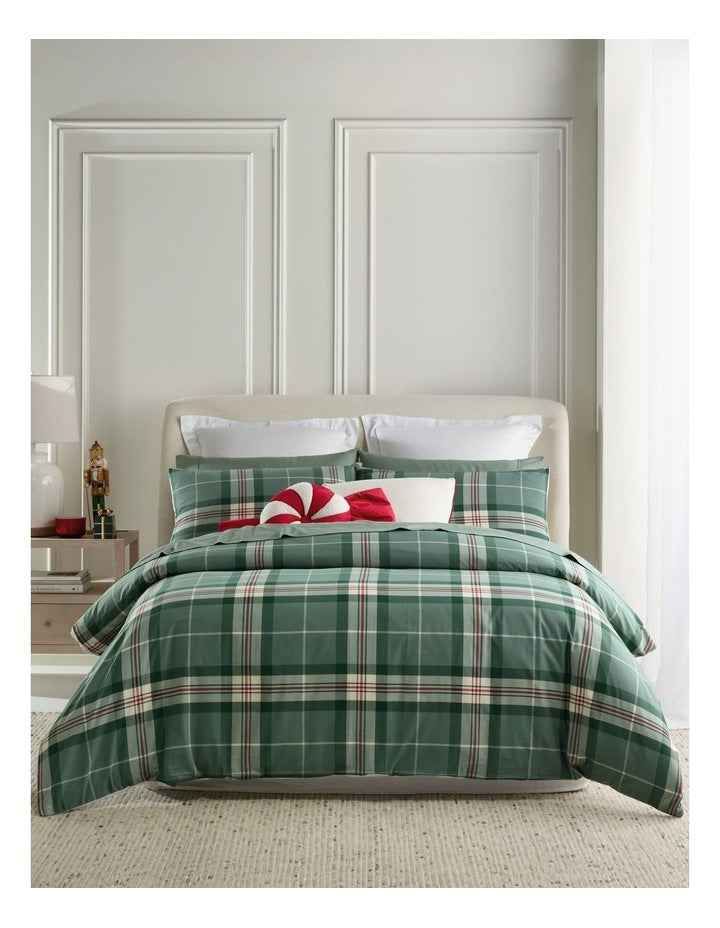 Tartan Yarn Dye Cotton Quilt Cover Set in Pine Green