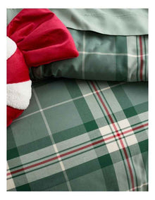 Tartan Yarn Dye Cotton Quilt Cover Set in Pine Green
