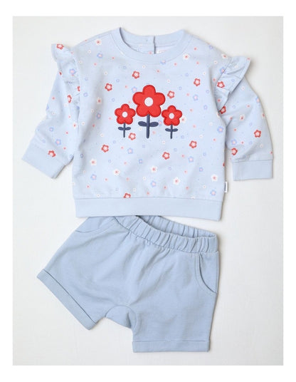 Floral Bloom Set In Pale Blue