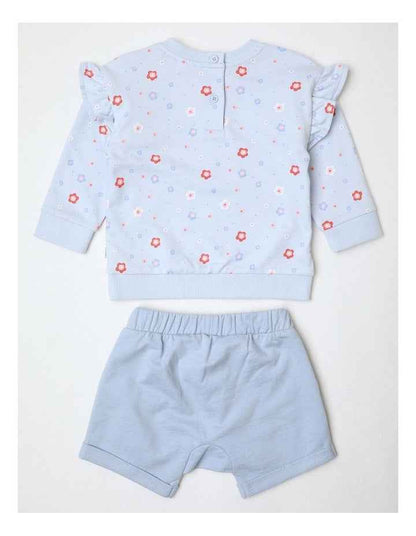 Floral Bloom Set In Pale Blue
