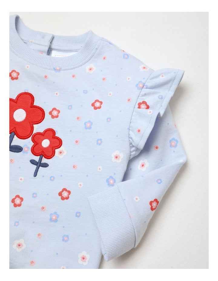 Floral Bloom Set In Pale Blue