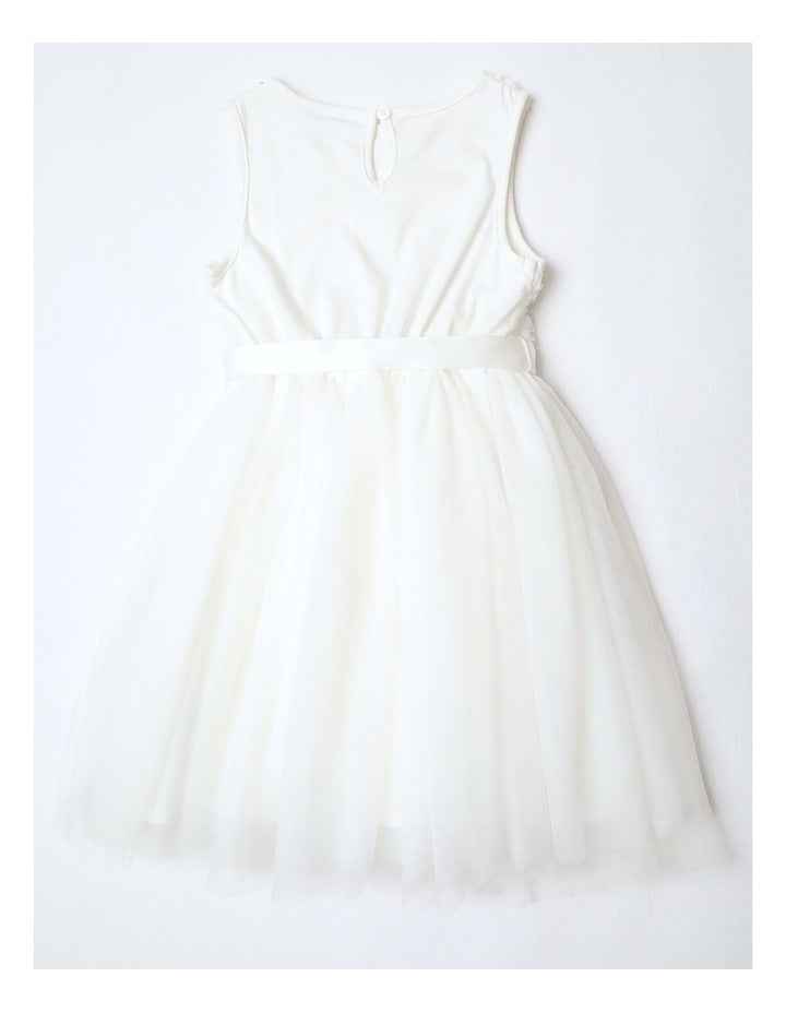 Angelina Sleeveless Tutu Dress with Daisy Rouleau Bodice and Tulle Skirt in White