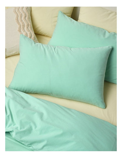 Stonewashed Cotton Quilt Cover Set in Mint