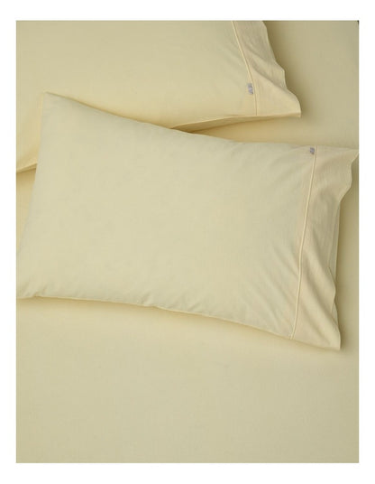 Stonewashed Cotton Pillowcase Pair in Lemon
