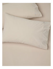 Stonewashed Cotton Pillowcase Pair in Biscuit