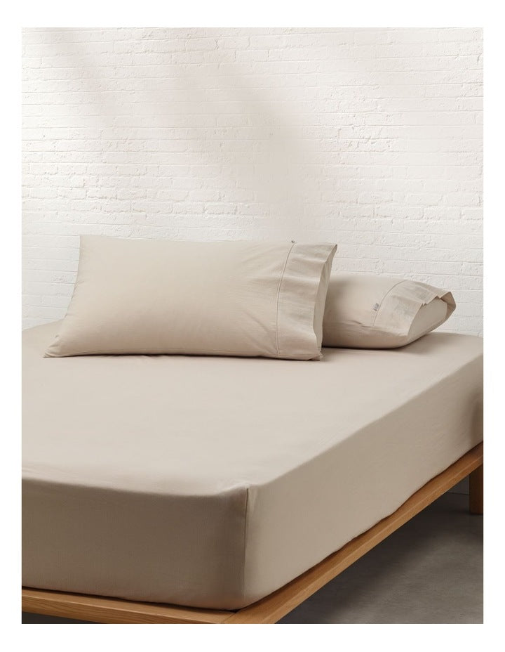 Stonewashed Cotton Pillowcase Pair in Biscuit
