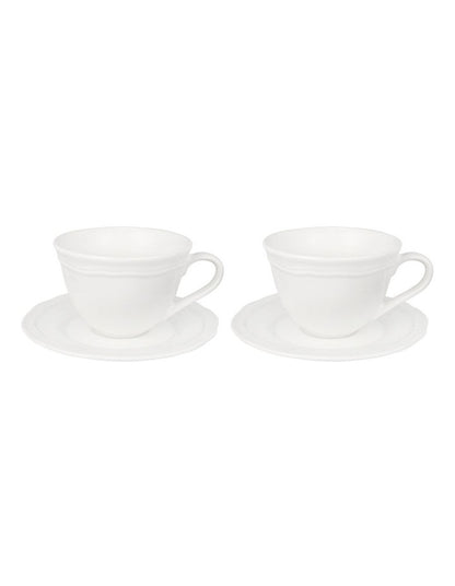 Florence Scallop Demi Cup And Saucer 90ml Set of 2 in White
