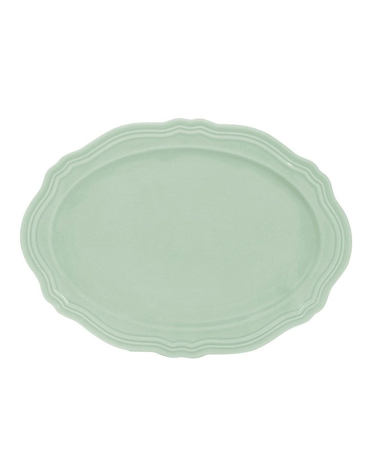 Florence Scallop Rim Oval Plate 23x17cm in Light Green