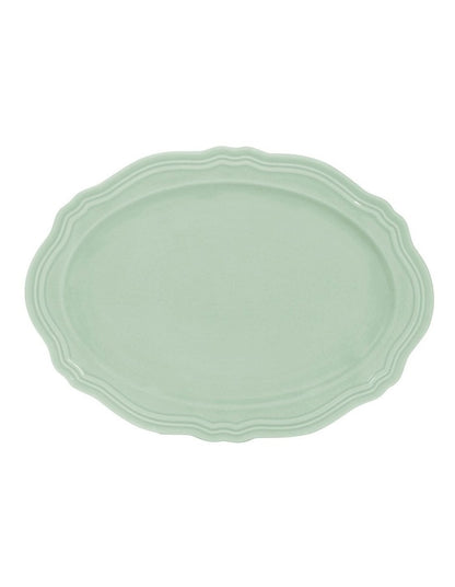 Florence Scallop Rim Oval Plate 23x17cm in Light Green
