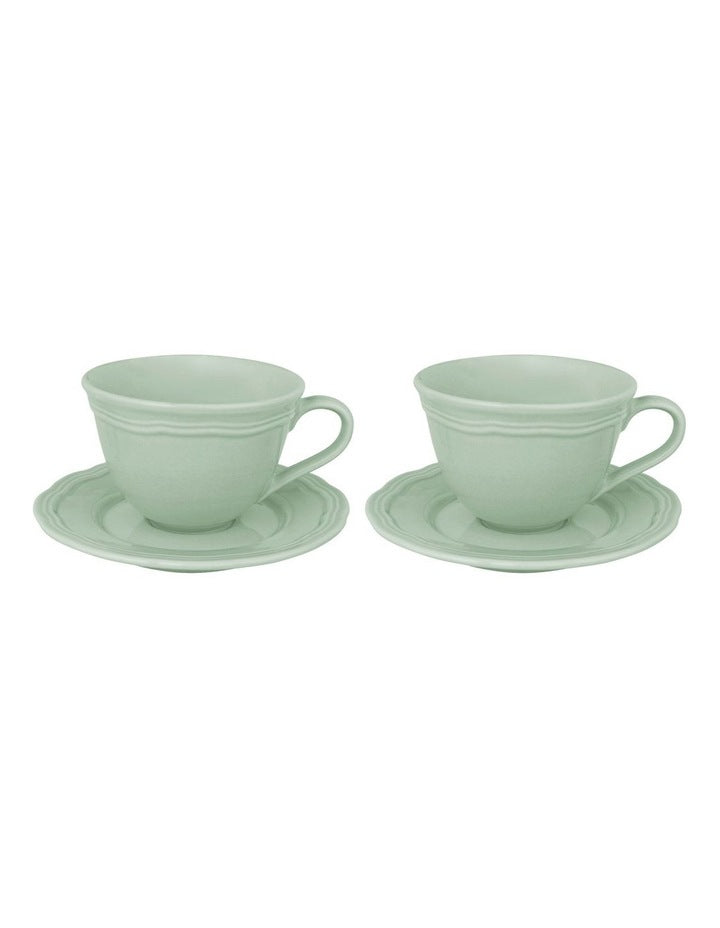 Florence Scallop Demi Cup and Saucer 90ml Set of 2 Gift Boxed in Light Green