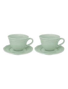 Florence Scallop Demi Cup and Saucer 90ml Set of 2 Gift Boxed in Light Green