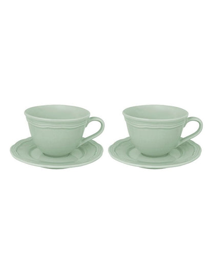 Florence Scallop Demi Cup and Saucer 90ml Set of 2 Gift Boxed in Light Green