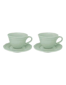 Florence Scallop Demi Cup and Saucer 90ml Set of 2 Gift Boxed in Light Green
