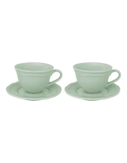 Florence Scallop Demi Cup and Saucer 90ml Set of 2 Gift Boxed in Light Green