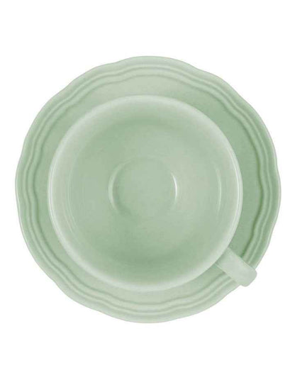 Florence Scallop Demi Cup and Saucer 90ml Set of 2 Gift Boxed in Light Green