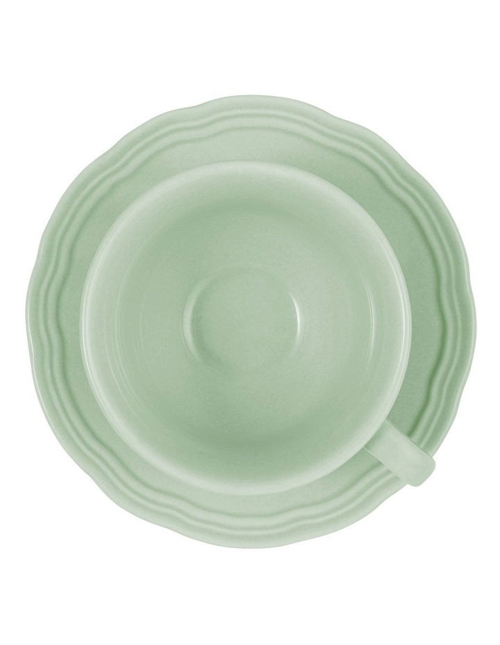 Florence Scallop Demi Cup and Saucer 90ml Set of 2 Gift Boxed in Light Green