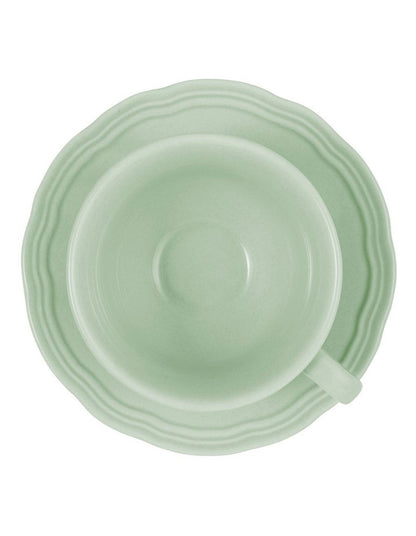 Florence Scallop Demi Cup and Saucer 90ml Set of 2 Gift Boxed in Light Green